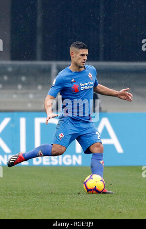 Foto Paola Garbuio/LaPresse 27 gennaio 2019 Verona, Italia sport calcio Chievo Verona  vs Fiorentina- Campionato di calcio Serie A TIM 2018/2019 - stadio Bentegodi Nella foto: laurini vincent  Photo Paola Garbuio/LaPresse January 27, 2019 Verona, Italy sport soccer Chievo Verona  vs Fiorentina - Italian Football Championship League A TIM 2018/2019 -  stadio Bentegodi. In the pic:laurini vincent Stock Photo