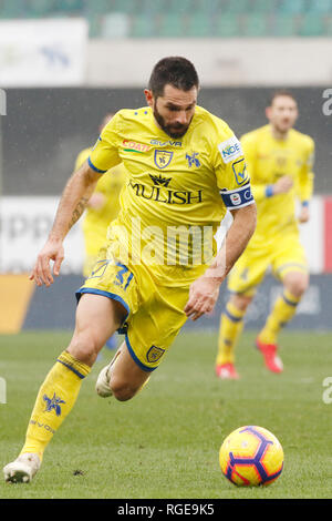 Foto Paola Garbuio/LaPresse 27 gennaio 2019 Verona, Italia sport calcio Chievo Verona  vs Fiorentina- Campionato di calcio Serie A TIM 2018/2019 - stadio Bentegodi Nella foto: pellissier sergio  Photo Paola Garbuio/LaPresse January 27, 2019 Verona, Italy sport soccer Chievo Verona  vs Fiorentina - Italian Football Championship League A TIM 2018/2019 -  stadio Bentegodi. In the pic:pellissier sergio Stock Photo