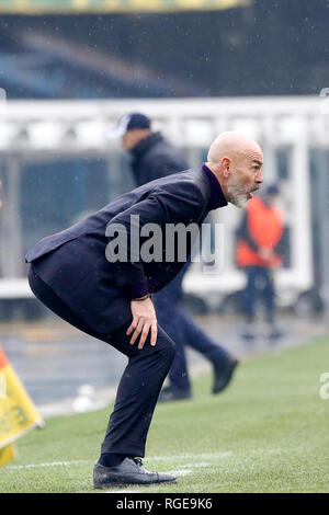 Foto Paola Garbuio/LaPresse 27 gennaio 2019 Verona, Italia sport calcio Chievo Verona  vs Fiorentina- Campionato di calcio Serie A TIM 2018/2019 - stadio Bentegodi Nella foto: pioli Stefano Photo Paola Garbuio/LaPresse January 27, 2019 Verona, Italy sport soccer Chievo Verona  vs Fiorentina - Italian Football Championship League A TIM 2018/2019 -  stadio Bentegodi. In the pic:pioli Stefano Stock Photo