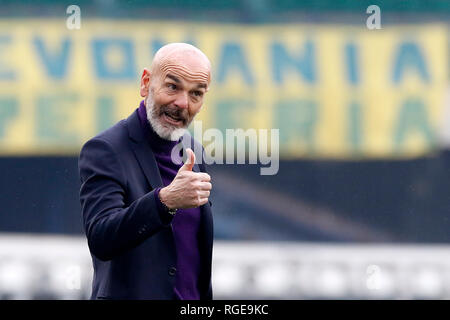 Foto Paola Garbuio/LaPresse 27 gennaio 2019 Verona, Italia sport calcio Chievo Verona  vs Fiorentina- Campionato di calcio Serie A TIM 2018/2019 - stadio Bentegodi Nella foto: pioli Stefano Photo Paola Garbuio/LaPresse January 27, 2019 Verona, Italy sport soccer Chievo Verona  vs Fiorentina - Italian Football Championship League A TIM 2018/2019 -  stadio Bentegodi. In the pic:pioli Stefano Stock Photo