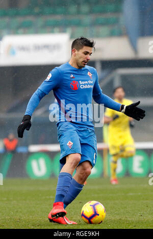 Foto Paola Garbuio/LaPresse 27 gennaio 2019 Verona, Italia sport calcio Chievo Verona  vs Fiorentina- Campionato di calcio Serie A TIM 2018/2019 - stadio Bentegodi Nella foto: simeone giovanni  Photo Paola Garbuio/LaPresse January 27, 2019 Verona, Italy sport soccer Chievo Verona  vs Fiorentina - Italian Football Championship League A TIM 2018/2019 -  stadio Bentegodi. In the pic:simeone giovanni Stock Photo