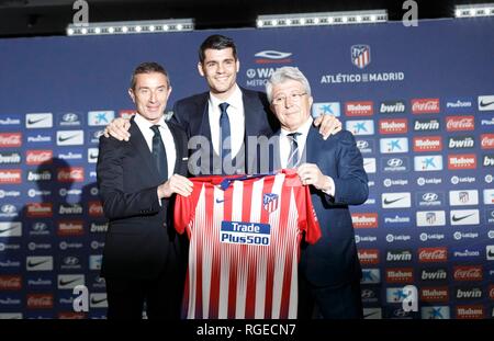 Madrid, Spain. 29th Jan, 2019. Alvaro Morata wife Alice Campello during his presentation as new player of Atletico Madrid, at Wanda Metropolitano Stadium in Madrid on January 29, 2019. (Photo by Guille Martinez/Cordon Press) Credit: CORDON PRESS/Alamy Live News Stock Photo