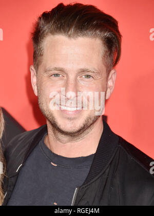 WESTWOOD, CA - JANUARY 28: Ryan Tedder, singer of OneRepublic, arrives for Paramount Pictures' 'What Men Want' Premiere held at Regency Village Theatre on January 28, 2019 in Westwood, California. Credit: Jeffrey Mayer/Alamy Live News Stock Photo