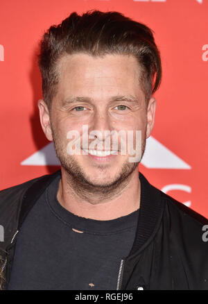 WESTWOOD, CA - JANUARY 28: Ryan Tedder, singer of OneRepublic, arrives for Paramount Pictures' 'What Men Want' Premiere held at Regency Village Theatre on January 28, 2019 in Westwood, California. Credit: Jeffrey Mayer/Alamy Live News Stock Photo