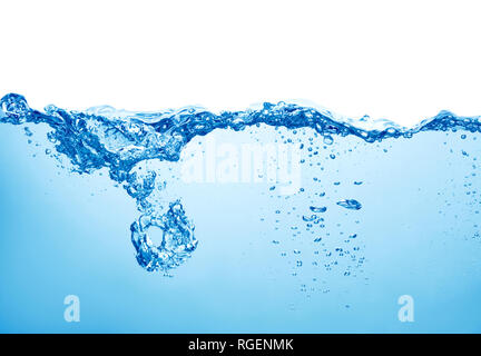blue water with air bubbles on white background Stock Photo