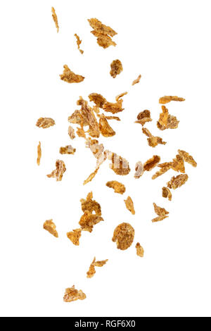 Falling corn flakes isolated on white background Stock Photo