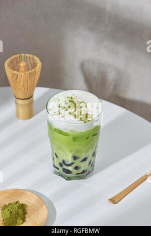 Homemade Tapioca pearl (boboa) green tea (Japanese matcha latte) - creamy and yummy with pretty look