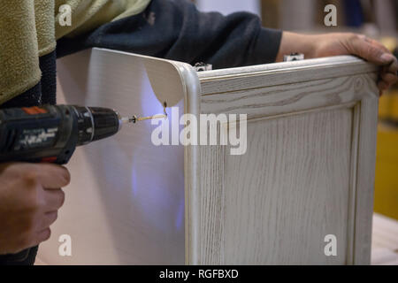 Making furniture from wood. Work carpenter. Carpentry tools. Carpentry workshop Stock Photo