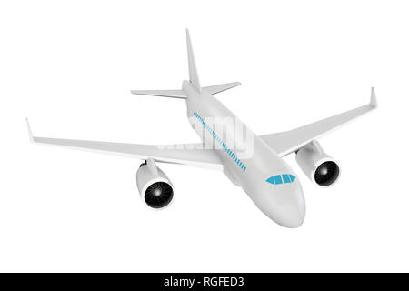 Passenger aircraft. Realistic 3d rendered model, isolated high angle view Stock Photo