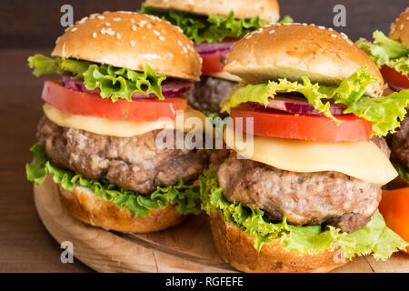 Mini hamburgers close up Stock Photo