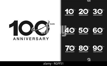Set of anniversary logotype. Modern anniversary celebration with saturn design. For company profile, booklet, leaflet, magazine, brochure poster, web, Stock Vector