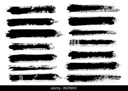 Brush strokes set vector painted isolated objects Stock Vector