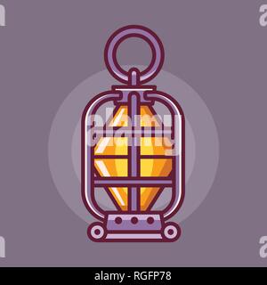 Camping Lantern or Kerosine Lamp Icon Stock Vector