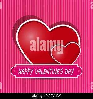Congratulations on Valentine's Day. Two hearts and an inscription Stock Vector