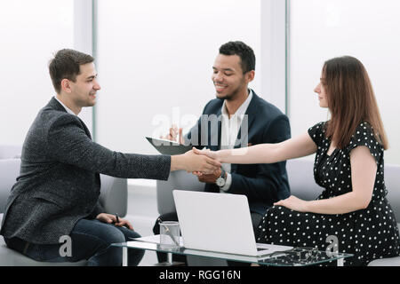 confident handshake of business partners at a business meeting Stock Photo