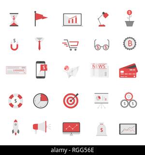 Business finance icon set. Flat style, Vector illustration Stock Vector