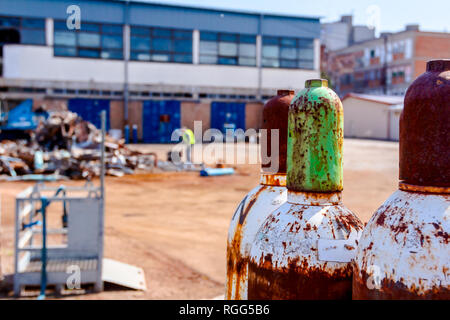 Welding gas tank, for cutting scrap metal with acetylene torch at