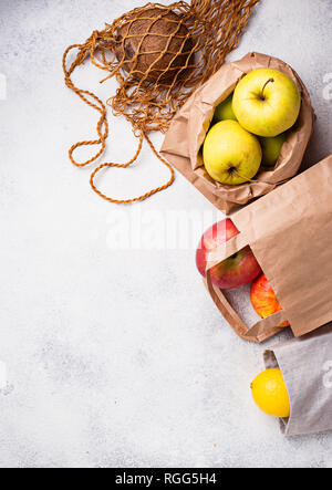 Eco-friendly packing. Paper and cotton bags Stock Photo