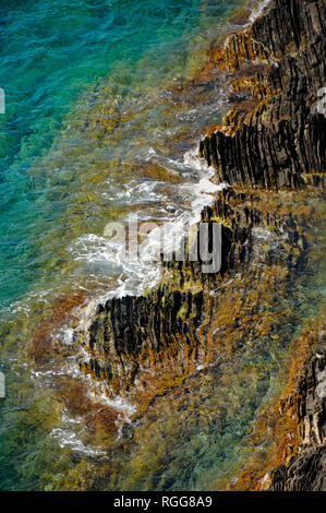 Rocks & Seashore Patterns Along the Mediterranean Coast on Port-Cros or Port Cros National Park Îles d'Hyères Var Côte d'Azur France Stock Photo
