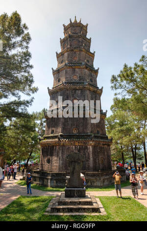 Phuoc Duyen Tower at the Thien Mu Pagoda of the Celestial Lady, Hue, Vietnam, Asia Stock Photo