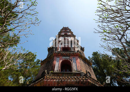 Phuoc Duyen Tower at the Thien Mu Pagoda of the Celestial Lady, Hue, Vietnam, Asia Stock Photo