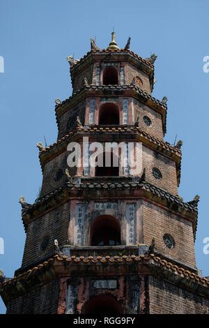 Phuoc Duyen Tower at the Thien Mu Pagoda of the Celestial Lady, Hue, Vietnam, Asia Stock Photo