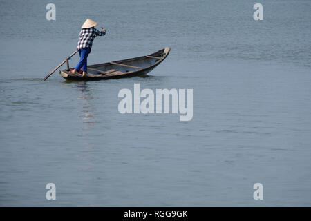 Small boat on the Perfume river in Hue, VIetnam, Asia Stock Photo