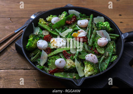 Green Vegetable stir fry. Healthy food. Top view Stock Photo