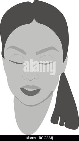 Silhouette of woman head, face in full-face. Beautiful female face silhouette in profile. Stock Vector