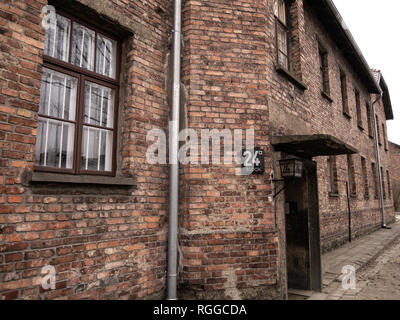 Block 24a, Library and brothel, Auschwitz concentration and extermination camp, Oswiecim, Poland Stock Photo