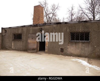 Gas chamber and crematorium, Auschwitz concentration and extermination camp, Oswiecim, Poland Stock Photo