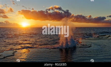 The Mapu a Vaea or Whistle of the Noble are natural blowholes on the island of Tongatapu in the village of Houma in the Kingdom of Tonga. Stock Photo