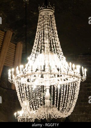 Chandelier made of salt, St Kinga's chapel, Wieliczka Salt Mine, Wieliczka, Poland Stock Photo