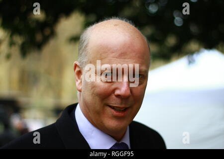 Chris Grayling MP in Westminster, London, UK on 29th January 2019. British politicians. UK members of parliament. Transport minister. Minister for Transport. Trains. HS2. HS1. Tory. Tories. Conservative party MPS. Christopher Stephen Grayling Secretary of State for Transport. Sometimes referred to as failing Grayling.