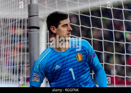 LUCERNE - NOV 18, 2018: Thibaut Courtois 1. Switzeland - Belgium