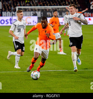 GELSENKIRCHEN - NOV 19, 2018: Georginio Wijnaldum 8 controls the ball. Germany - Netherlands. UEFA Nations League. Schalke 04 stadium. Stock Photo