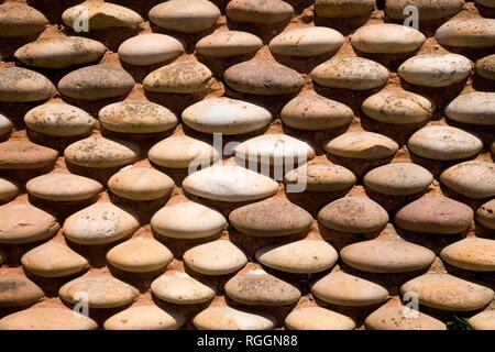 Wall made of Budleigh pebbles, Budleigh Salterton, Devon, England, Great Britain Stock Photo