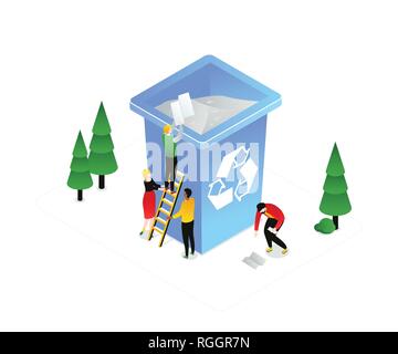 Recycling - modern colorful isometric vector illustration Stock Vector