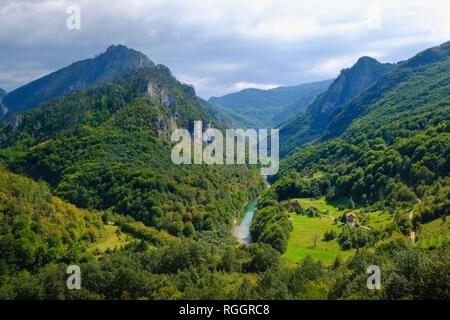 River Tara, Tara Gorge, View from Tara Bridge in Durdevica, Durmitor National Park, Pljevlja Province, Montenegro Stock Photo