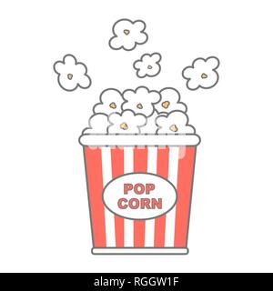 cute cartoon popcorn bucket box vector illustration isolated on white background Stock Vector