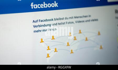 Facebook, social network, home, logo, internet, screenshot, detail, Germany Stock Photo