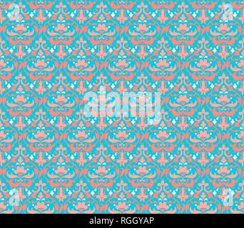 Wallpaper reapiting background. Red coral ornamental pattern for design card, banner, ticket, leaflet and so on. Stock Vector
