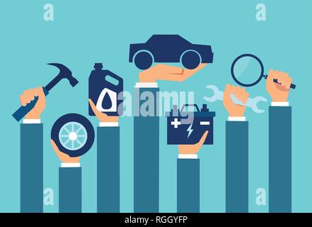 Vector for auto service and maintenance concept isolated on blue background Stock Vector