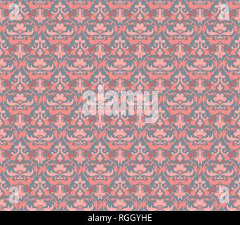Wallpaper reapiting background. Red coral ornamental pattern for design card, banner, ticket, leaflet and so on. Stock Vector
