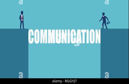 Importance of comunication in business concept. Vector of two businessmen with gap between them ready for a successful resolution of a problem. Stock Vector