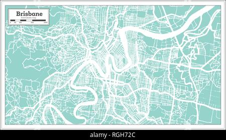 Brisbane Australia City Map in Retro Style. Outline Map. Vector Illustration. Stock Vector