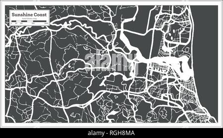 Sunshine Coast Australia City Map in Retro Style in Golden Color ...