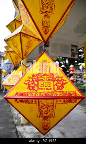 Colourful lanterns hanging near the Royal Treasury building in the Imperial City, Hue, Vietnam Stock Photo