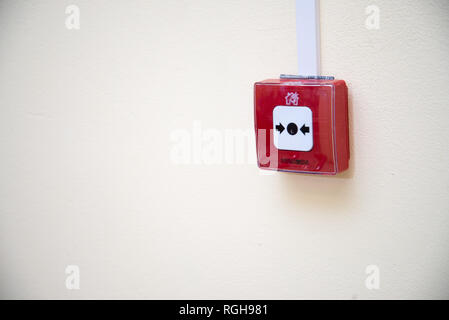 Industrial Fire Alarm Systems. Wall-mounted fire alarm Stock Photo