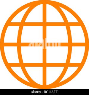 Globe symbol icon - orange simple, isolated - vector illustration Stock Vector